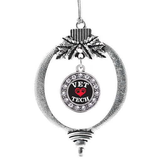 Silver Vet Tech Circle Charm Holiday Ornament