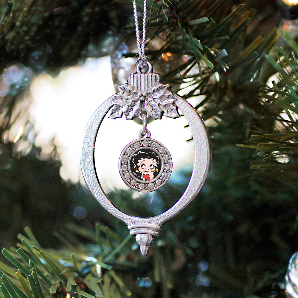 Silver Betty Boop Circle Charm Holiday Ornament