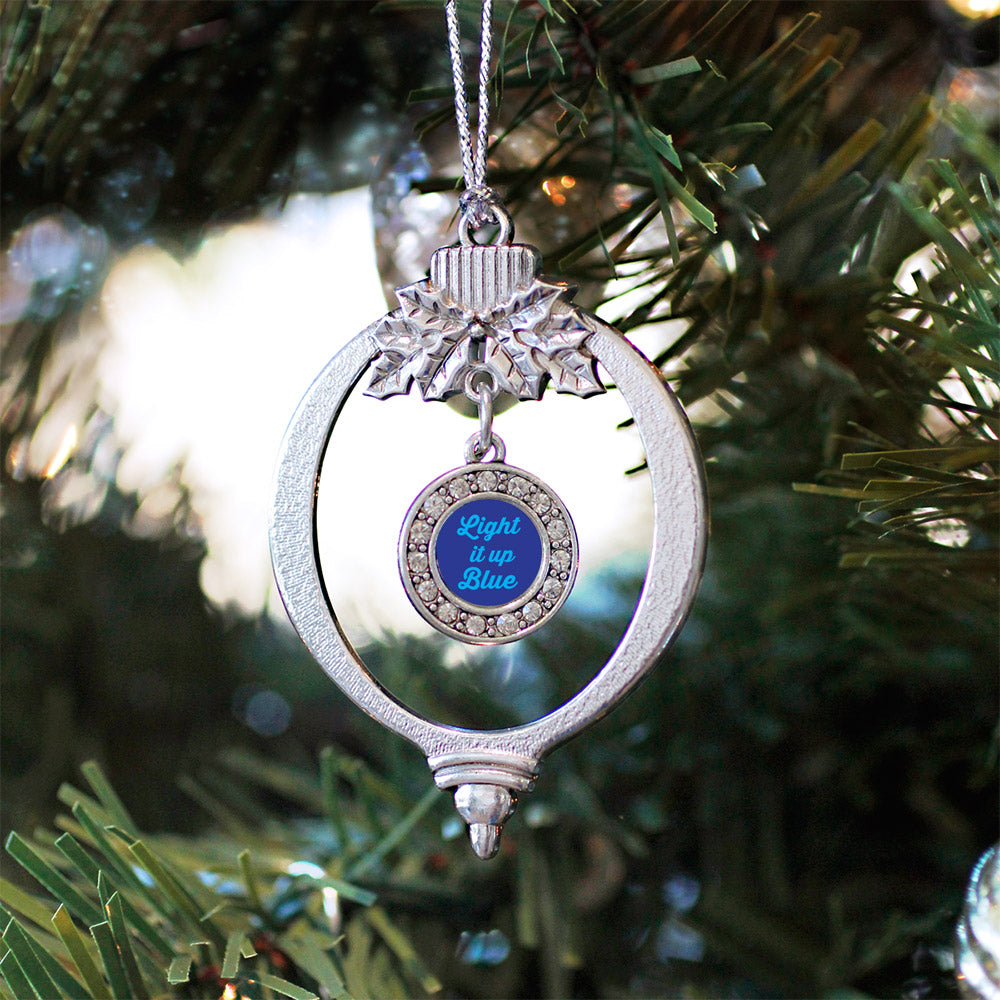 Silver Light It Up Autism Awareness Circle Charm Holiday Ornament