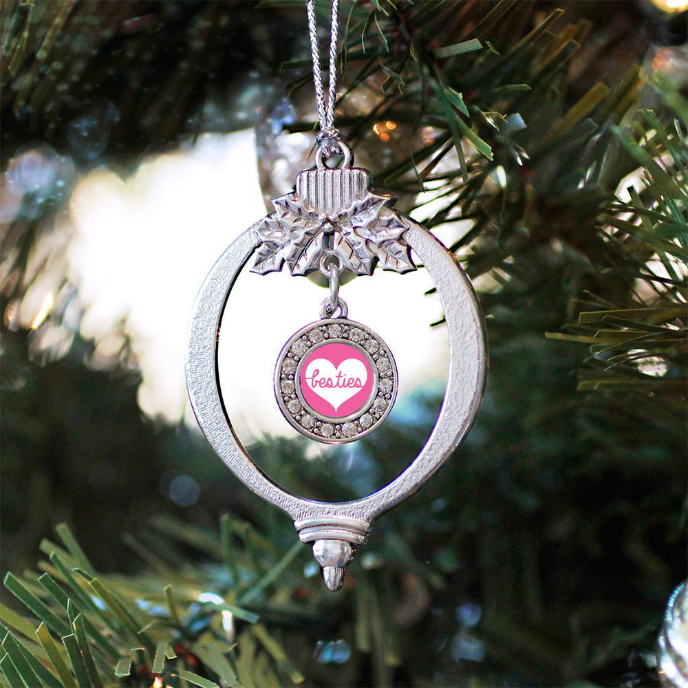 Silver Besties Circle Charm Holiday Ornament