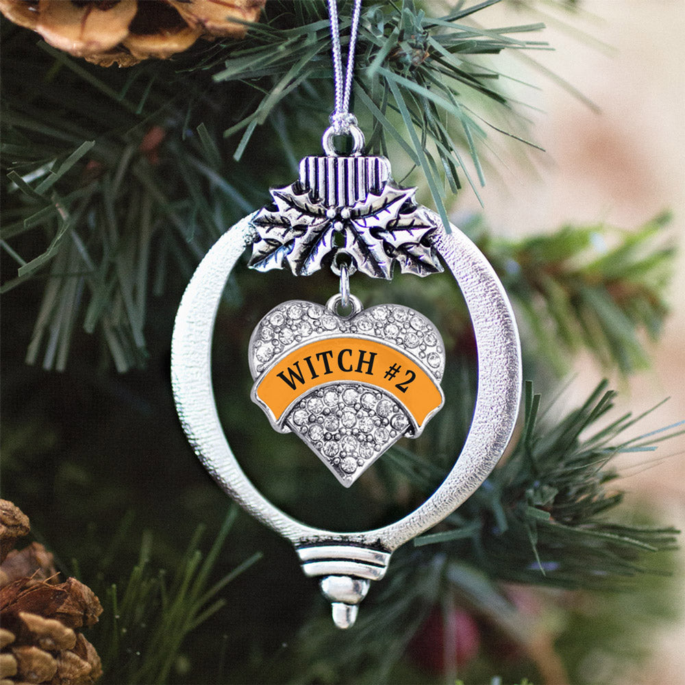 Silver Witch #2 Pave Heart Charm Holiday Ornament