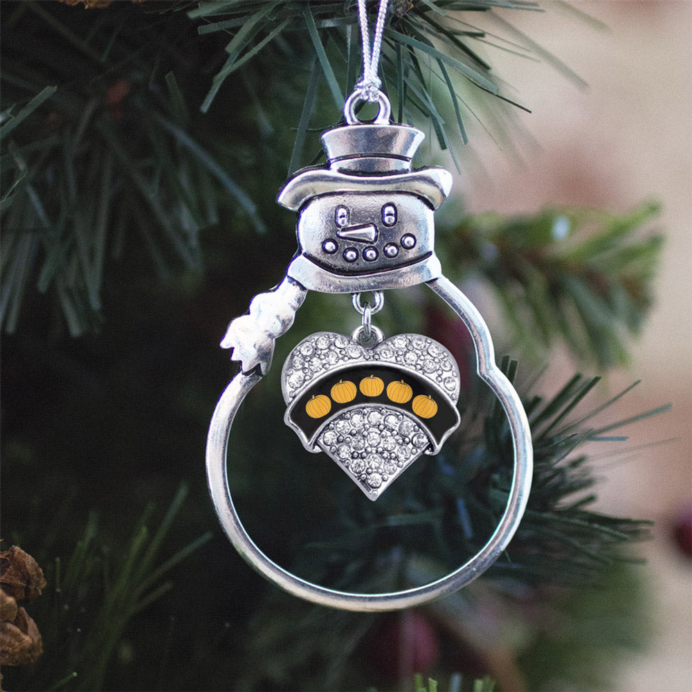 Silver Pumpkins Pave Heart Charm Snowman Ornament