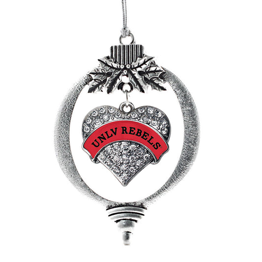 Silver UNLV Rebels [NCAA] Pave Heart Charm Holiday Ornament