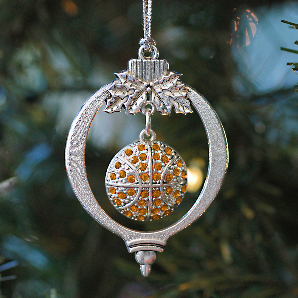 Silver Basketball Charm Holiday Ornament
