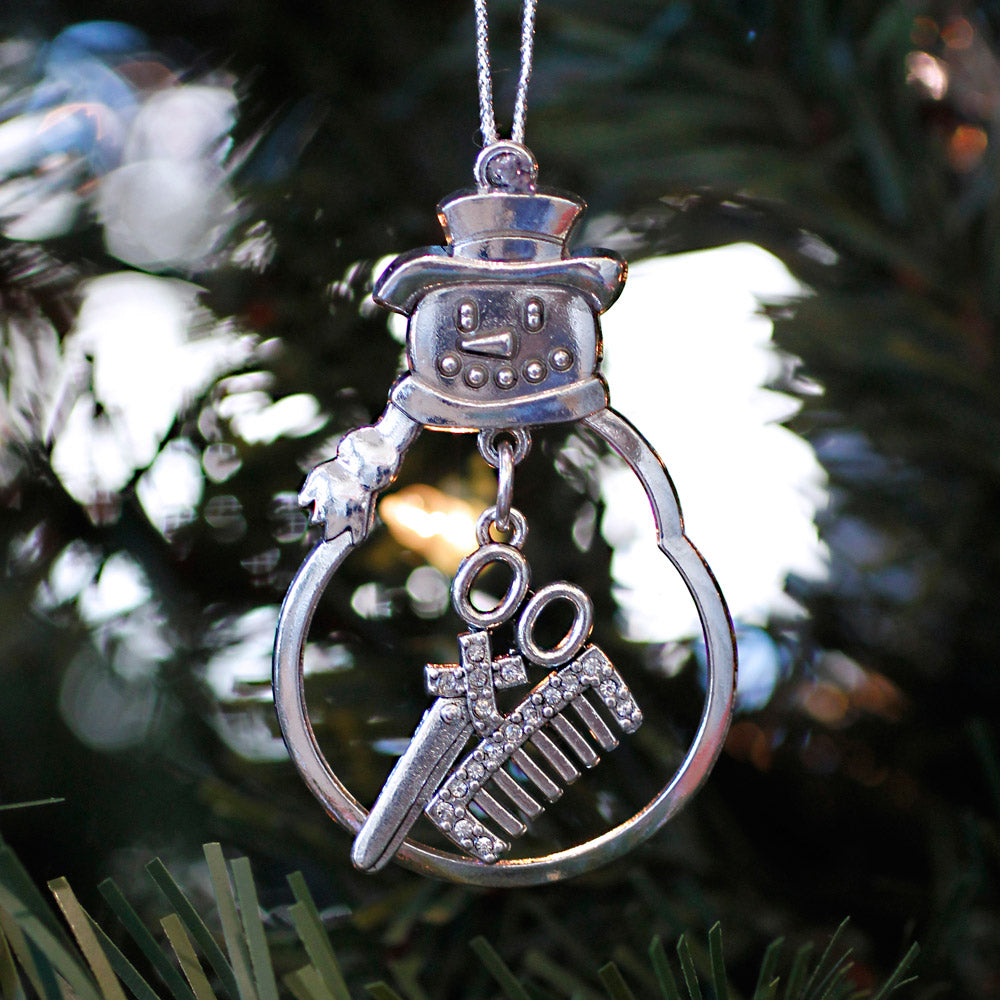Silver Stylist Charm Snowman Ornament