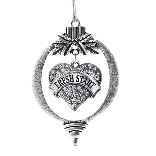 Silver Fresh Start Pave Heart Charm Holiday Ornament