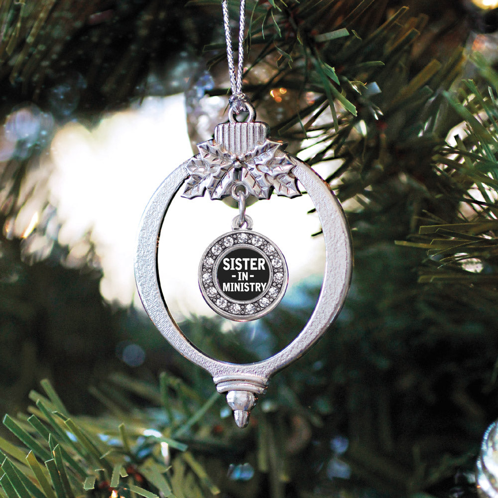 Silver Sister in Ministry Circle Charm Holiday Ornament