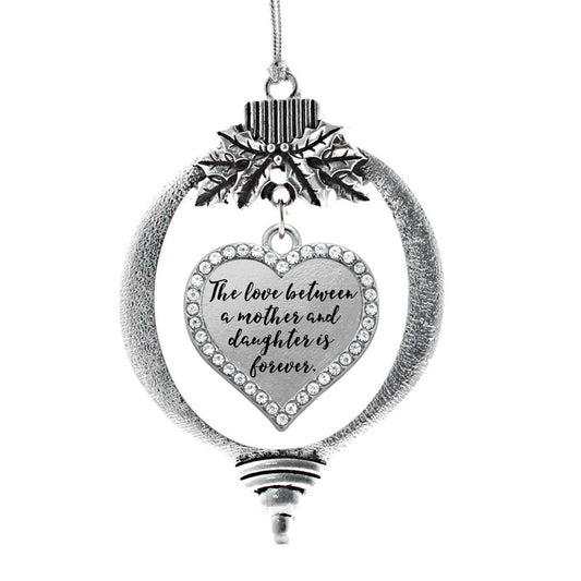 Silver Mother and Daughter Bond Open Heart Charm Holiday Ornament