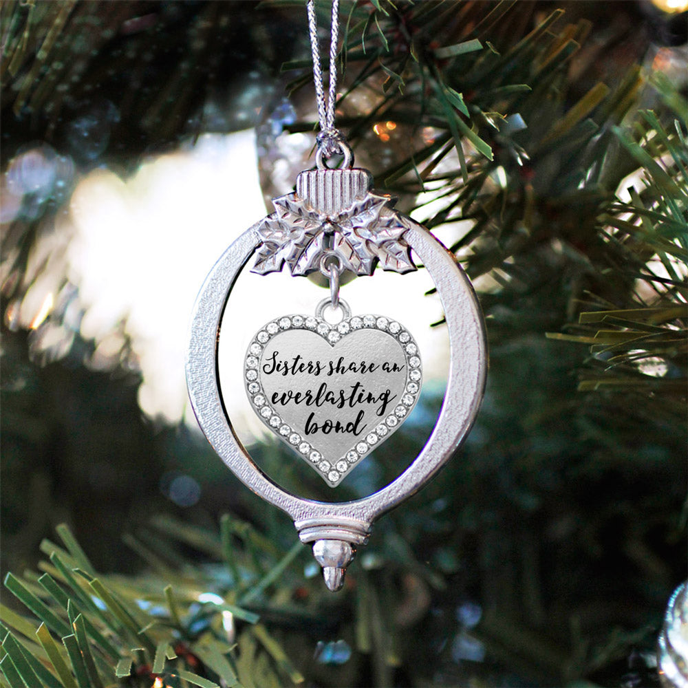 Silver Sister Bond Open Heart Charm Holiday Ornament