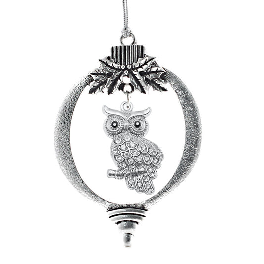 Silver Owl Charm Holiday Ornament
