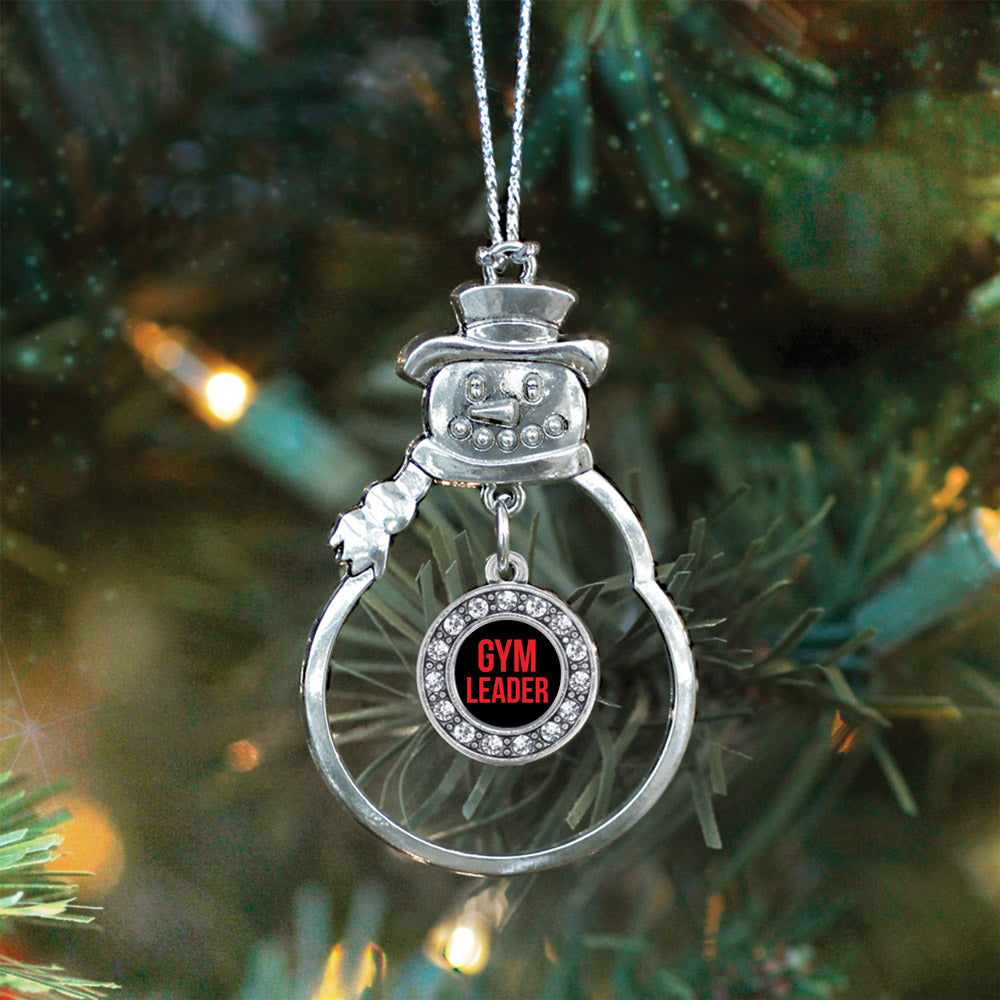 Silver Red Gym Leader Circle Charm Snowman Ornament