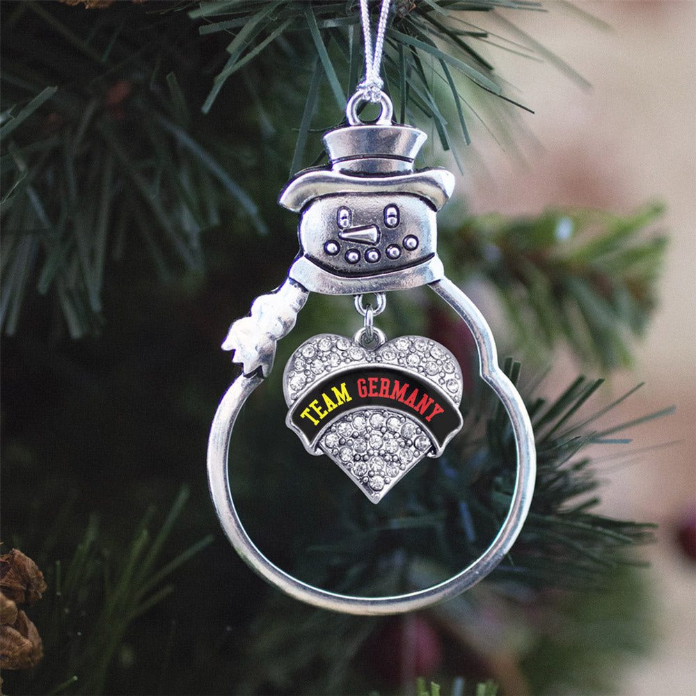 Silver Team Germany Pave Heart Charm Snowman Ornament