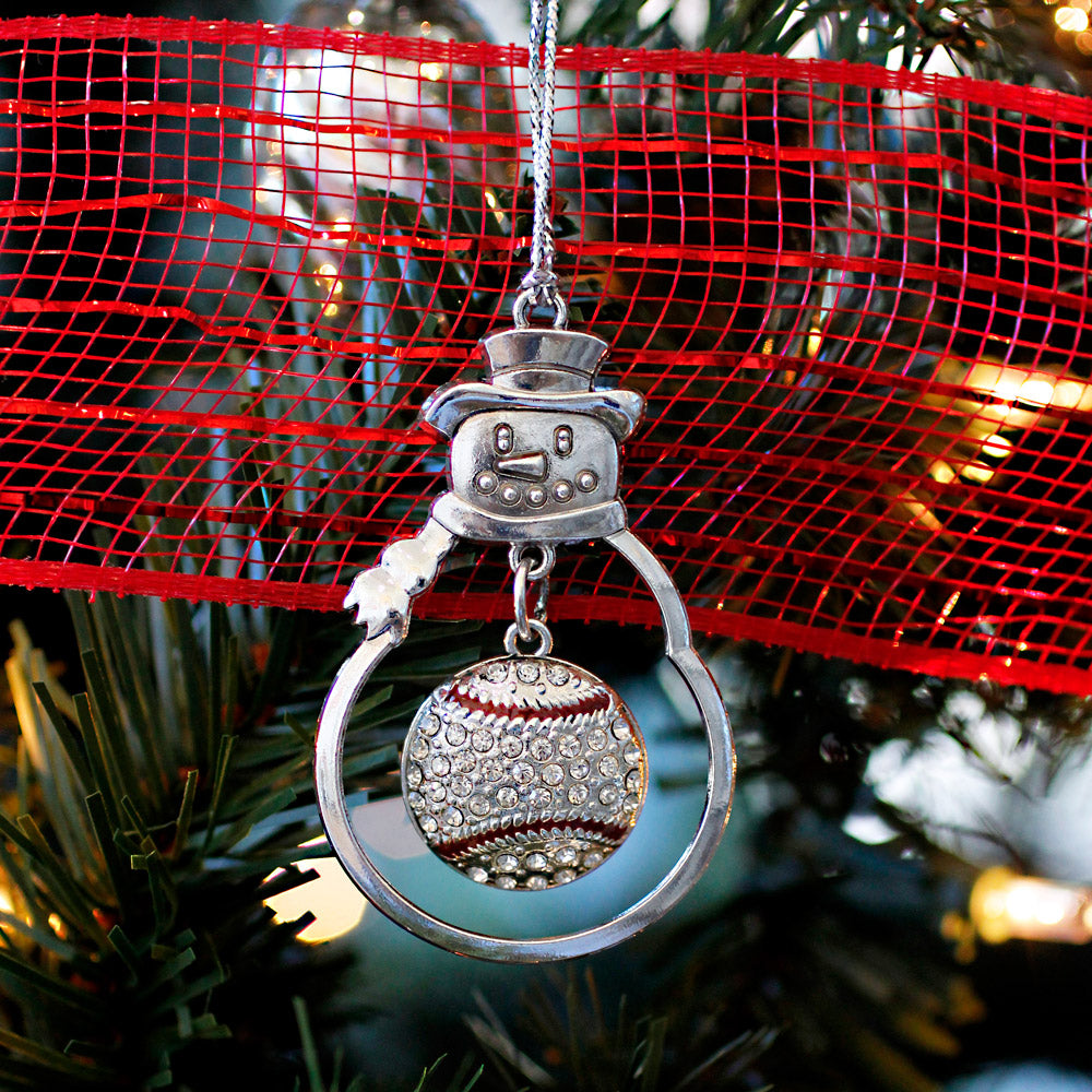 Silver Baseball Charm Snowman Ornament