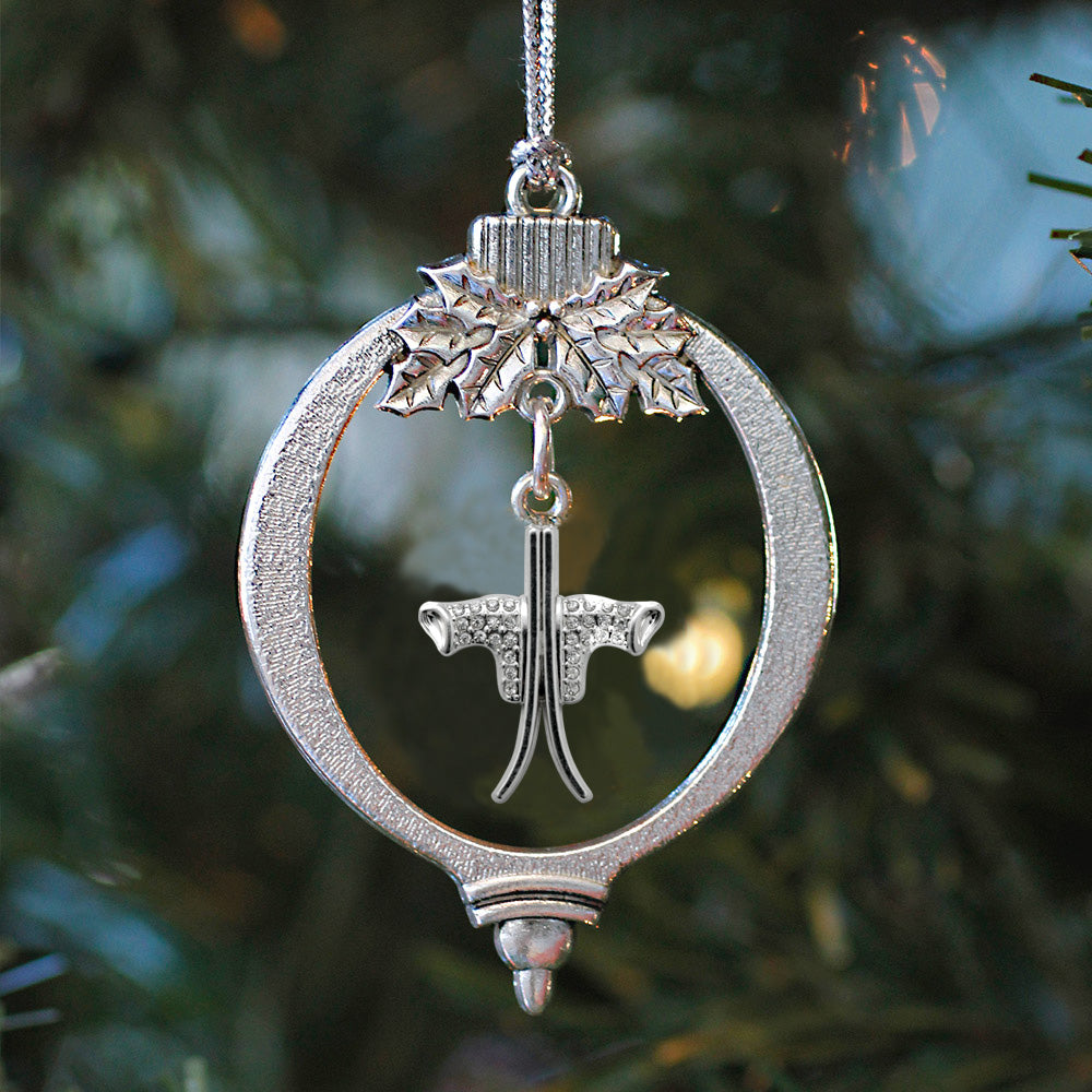 Silver Skiing Charm Holiday Ornament