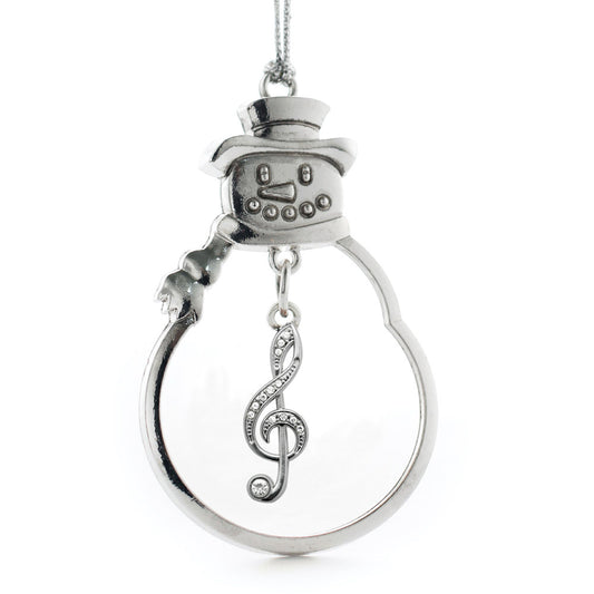 Silver Musical Note Charm Snowman Ornament