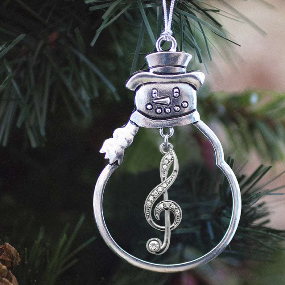Silver Musical Note Charm Snowman Ornament