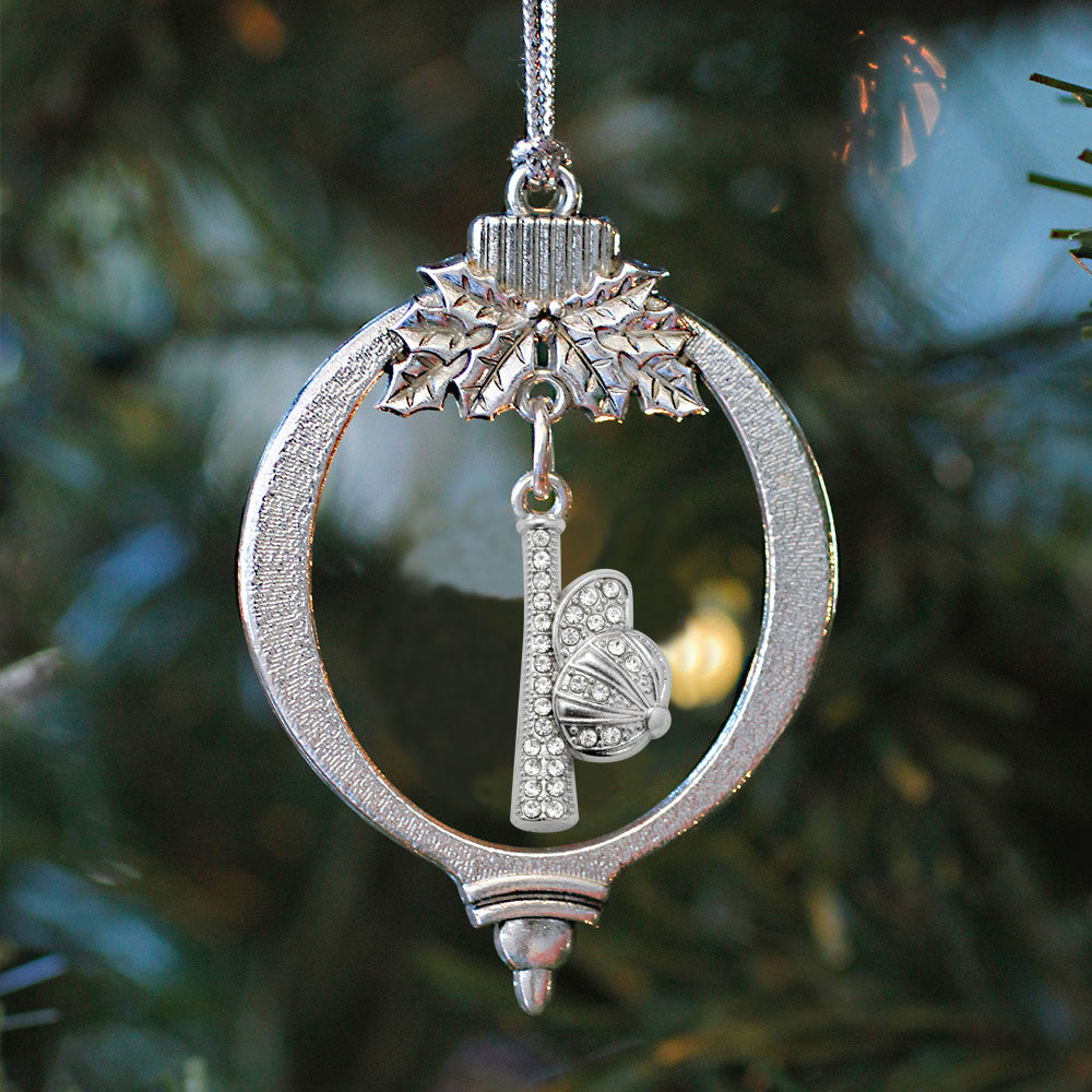 Silver Hat and Bat Charm Holiday Ornament