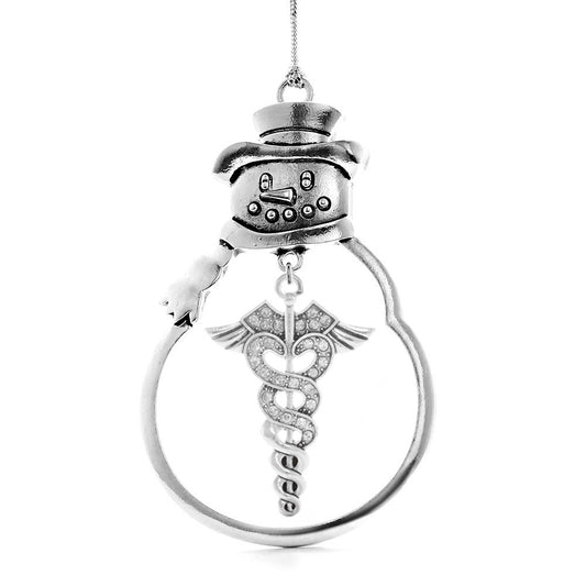 Silver Medical Symbol Charm Snowman Ornament