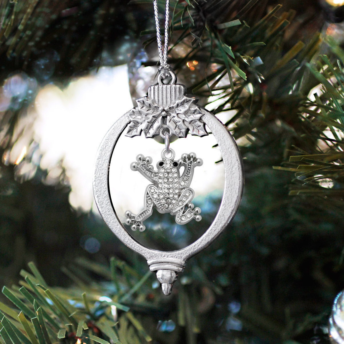 Silver Frog Charm Holiday Ornament