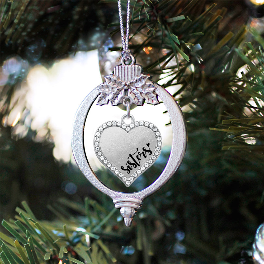 Silver Sisters Open Heart Charm Holiday Ornament