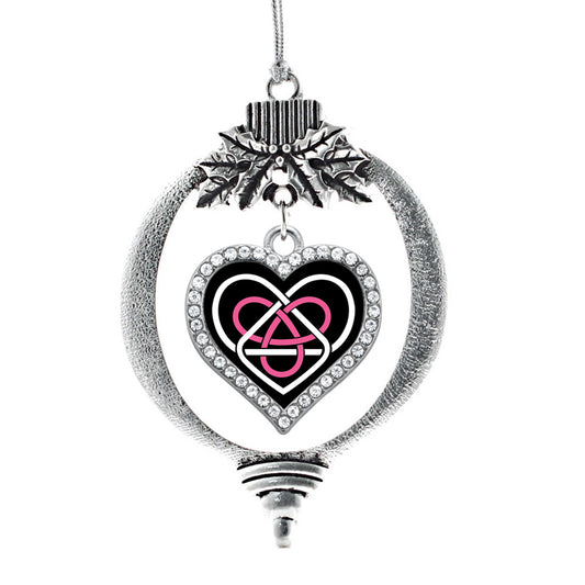 Silver Celtic Sisters Knot Open Heart Charm Holiday Ornament
