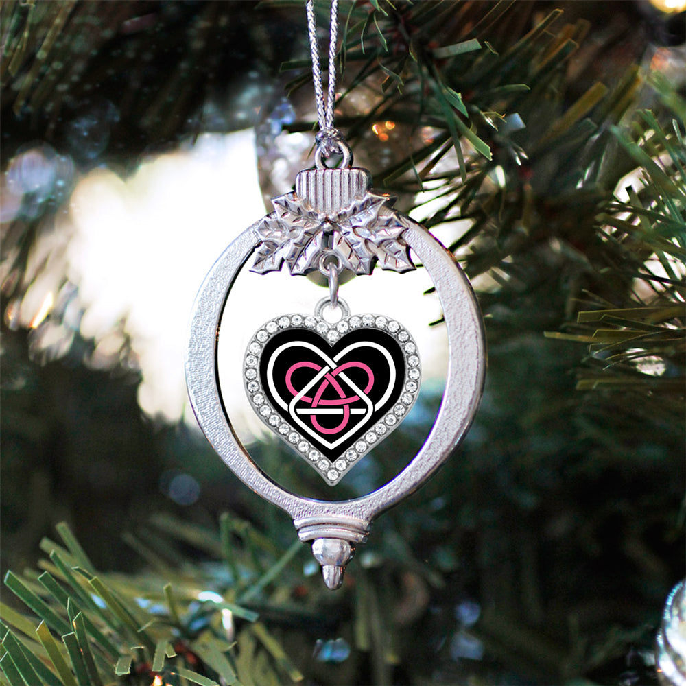 Silver Celtic Sisters Knot Open Heart Charm Holiday Ornament