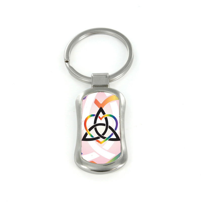 Steel Celtic Sister Rainbow Dog Tag Keychain