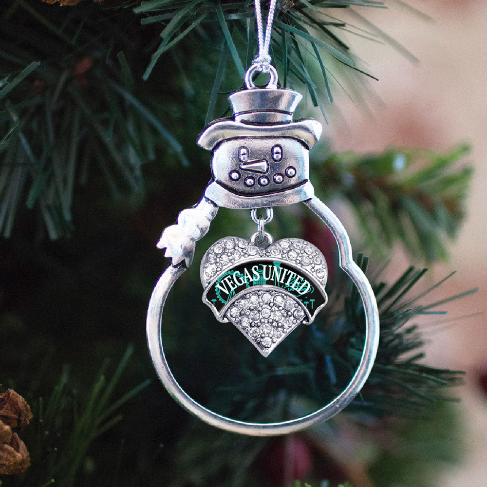 Silver Vegas United - Cityscape Pave Heart Charm Snowman Ornament