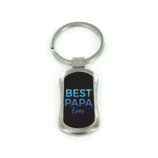 Steel Best Papa Dog Tag Keychain
