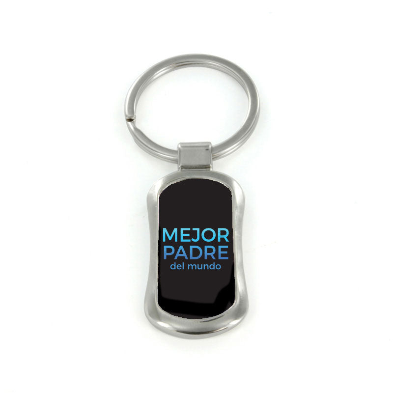 Steel Mejor Padre Dog Tag Keychain