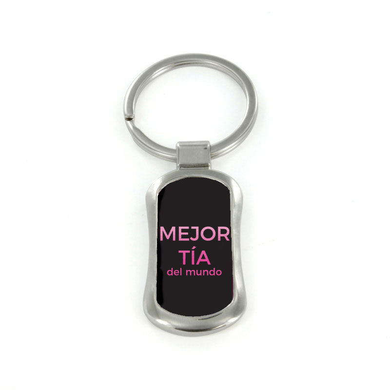 Steel Mejor Tía del mundo Dog Tag Keychain