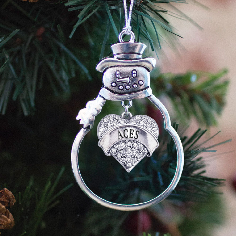 Silver ACES Pave Heart Charm Snowman Ornament