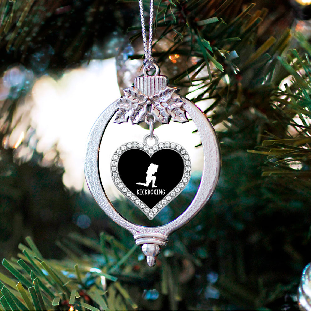 Silver Kickboxing Open Heart Charm Holiday Ornament