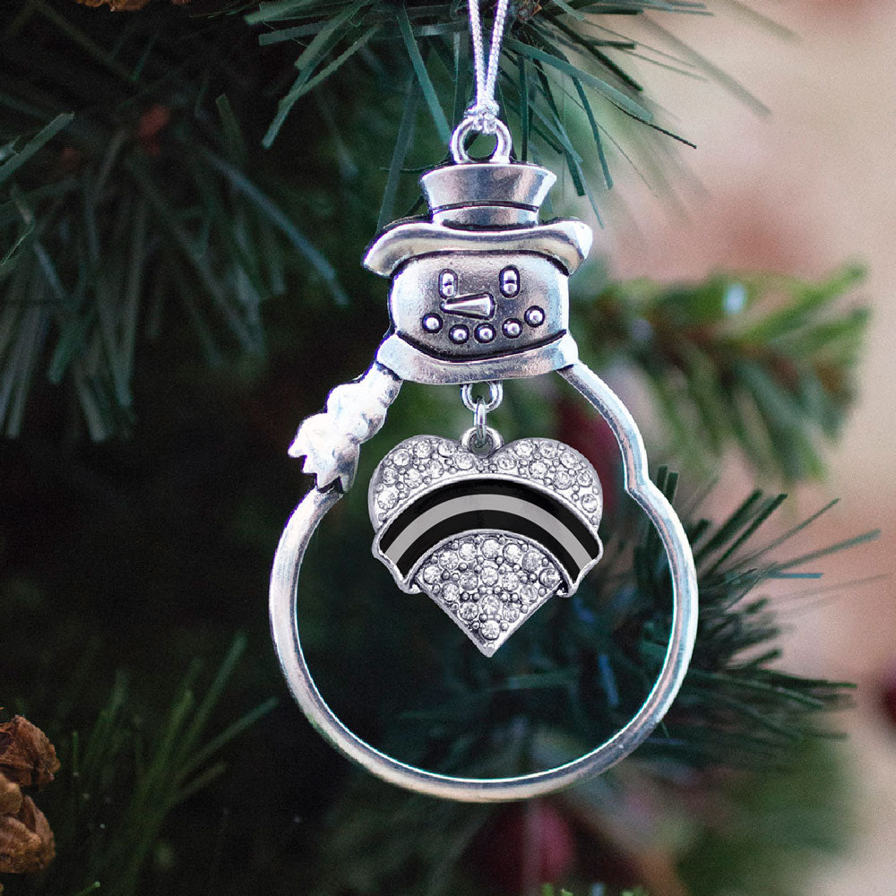 Silver Corrections Support Pave Heart Charm Snowman Ornament