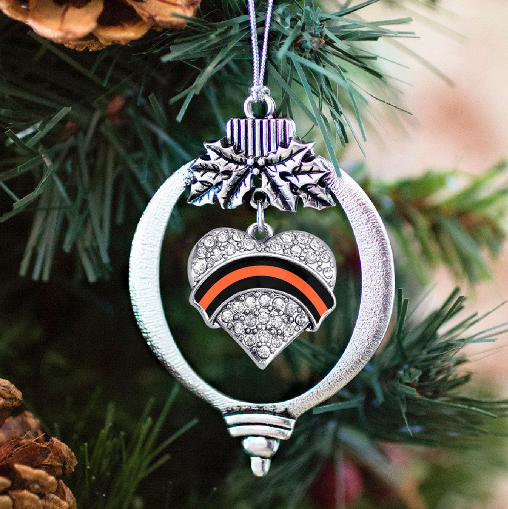 Silver Search and Rescue Support Pave Heart Charm Holiday Ornament