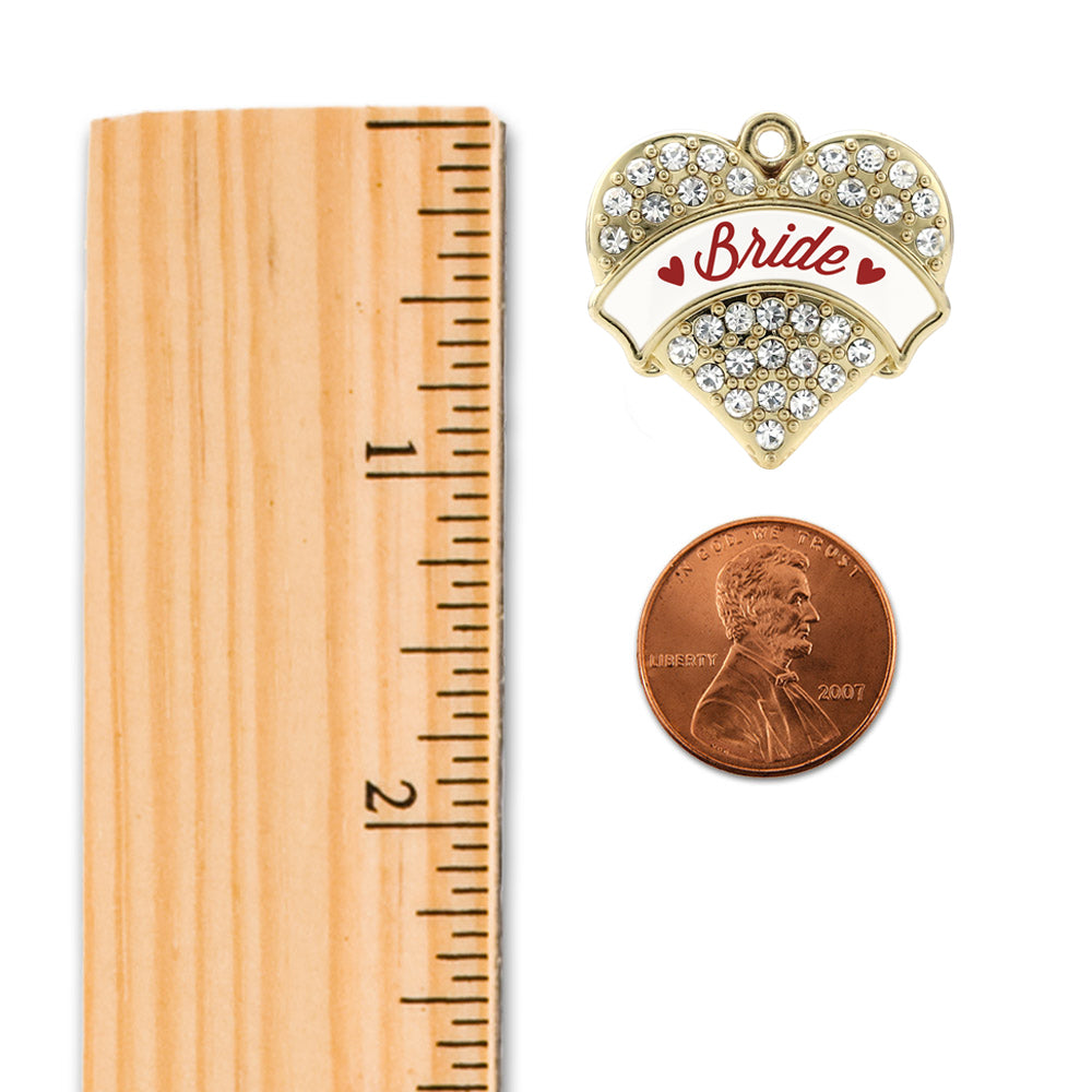 Gold Crimson Red Bride Pave Heart Charm Snowman Ornament