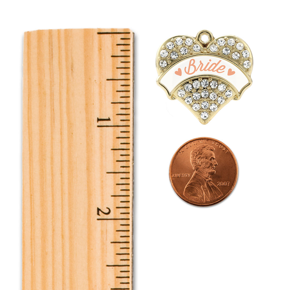Gold Peach Bride Pave Heart Charm Holiday Ornament