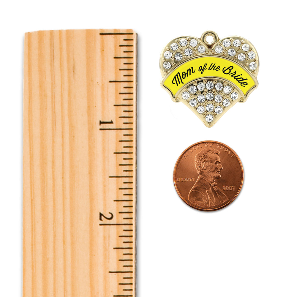 Gold Yellow Mom of the Bride Pave Heart Charm Snowman Ornament