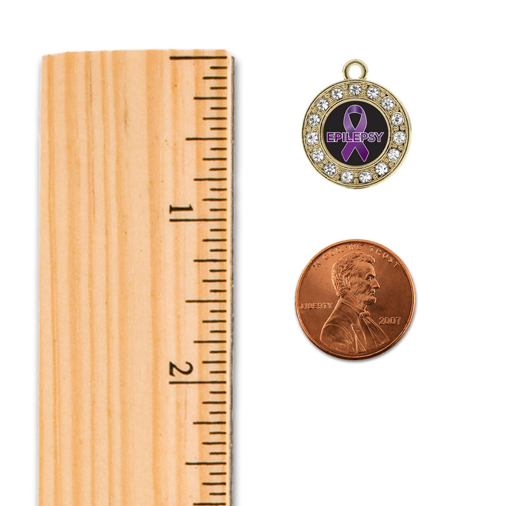 Gold Epilepsy Awareness Circle Charm Holiday Ornament