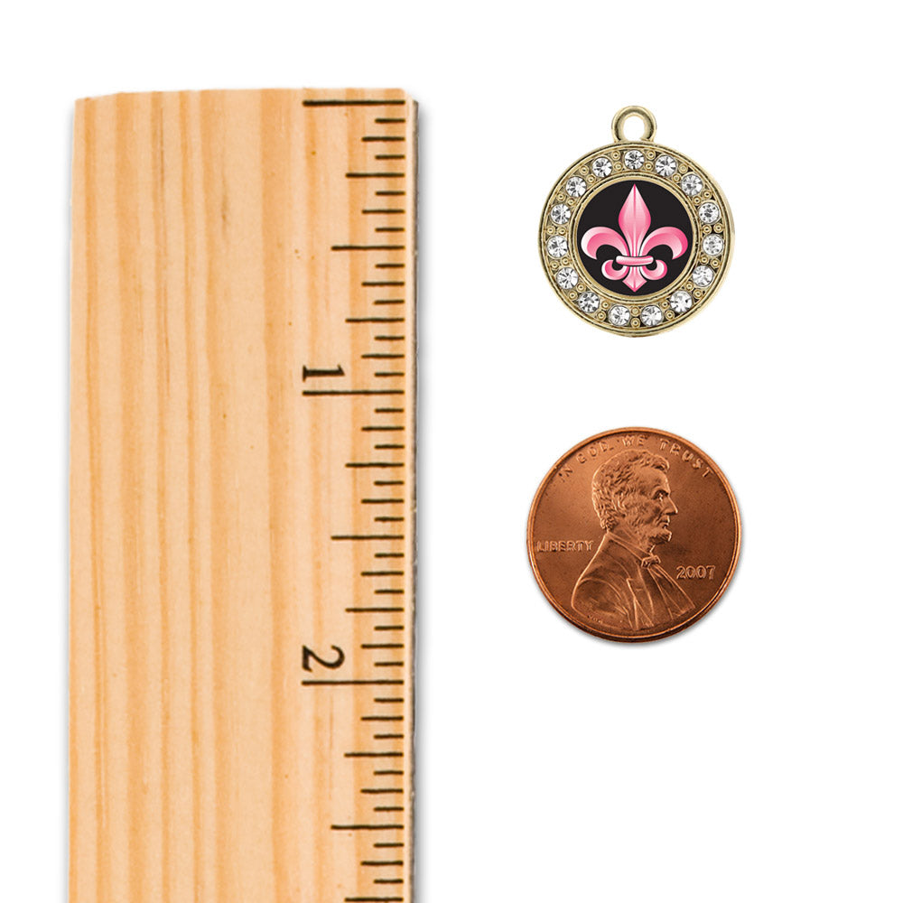 Gold Fleur De Lis Circle Charm Holiday Ornament