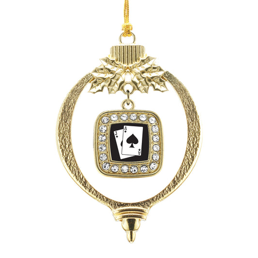 Gold Blackjack Square Charm Holiday Ornament