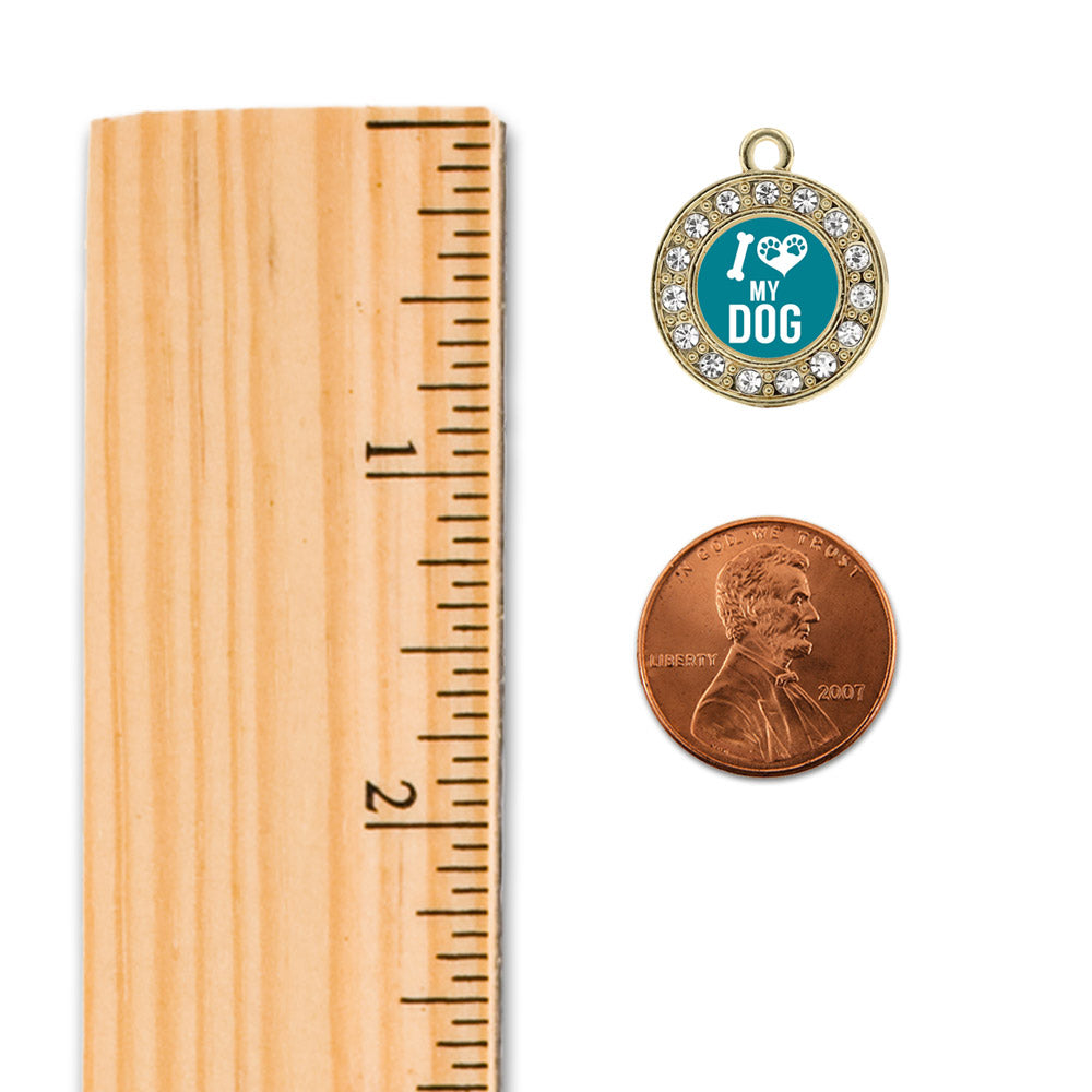 Gold I Love My Dog Circle Charm Holiday Ornament