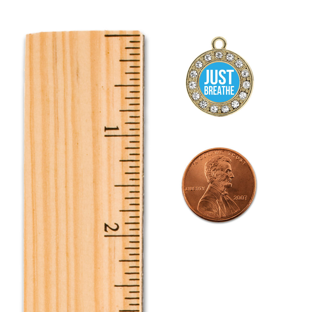 Gold Just Breathe Circle Charm Snowman Ornament