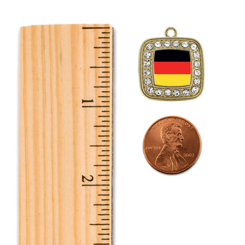 Gold Germany Flag Square Charm Snowman Ornament