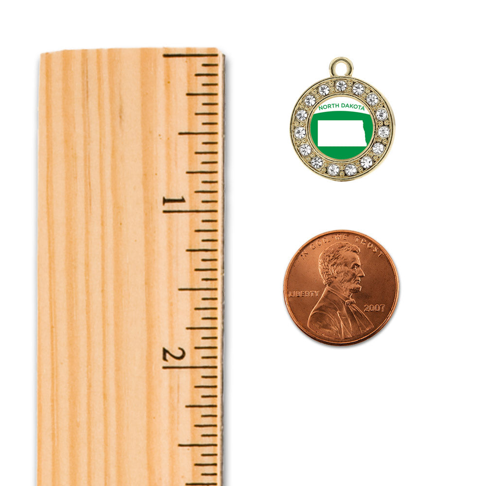 Gold North Dakota Outline Circle Charm Snowman Ornament