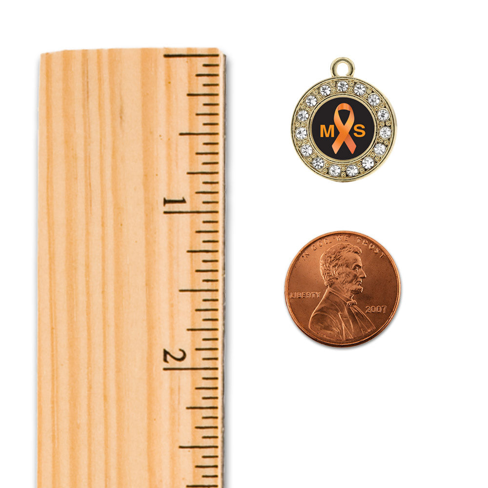 Gold Multiple Sclerosis Awareness Circle Charm Snowman Ornament