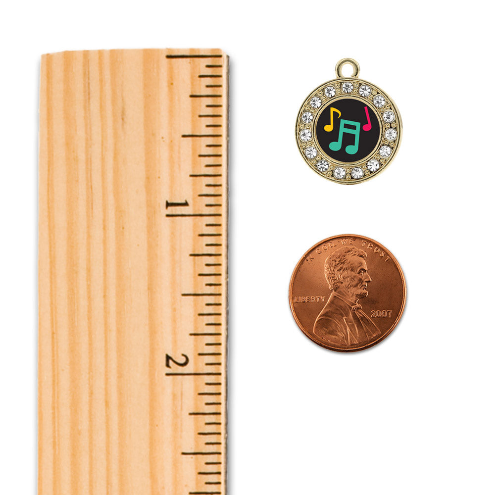 Gold Musical Notes Circle Charm Snowman Ornament