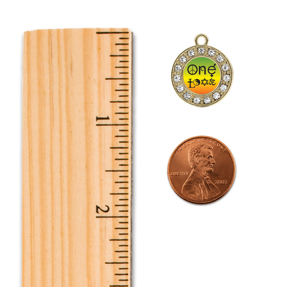 Gold One Love Coexist Circle Charm Snowman Ornament