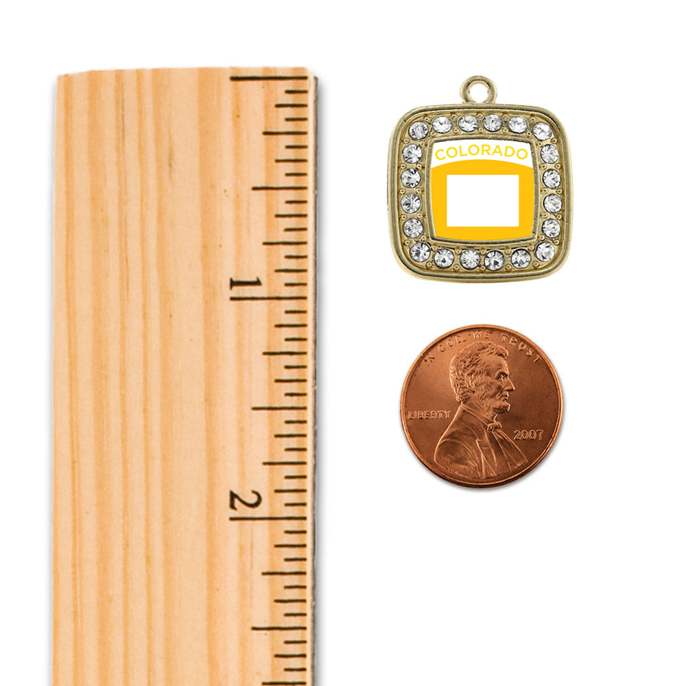 Gold Colorado Outline Square Charm Holiday Ornament