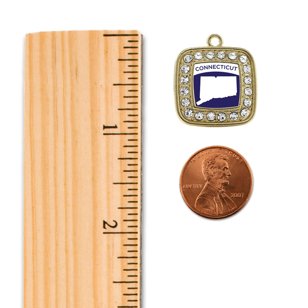 Gold Connecticut Outline Square Charm Snowman Ornament